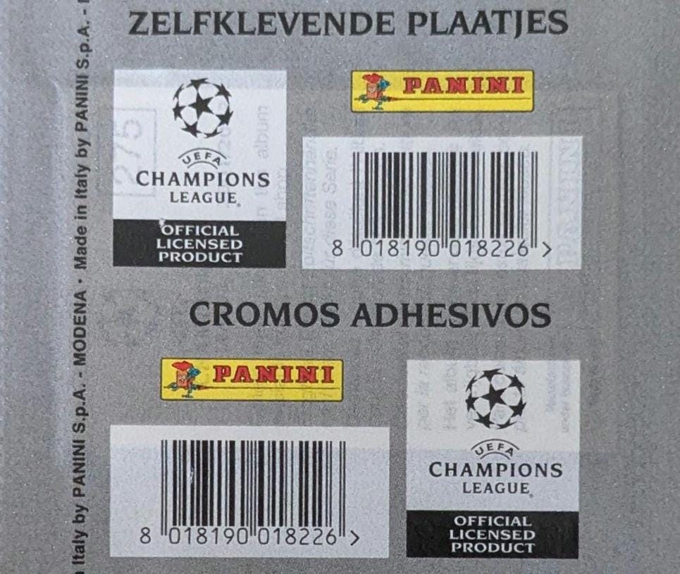 2001/2 Panini Champions League Sealed Football Sticker Pack