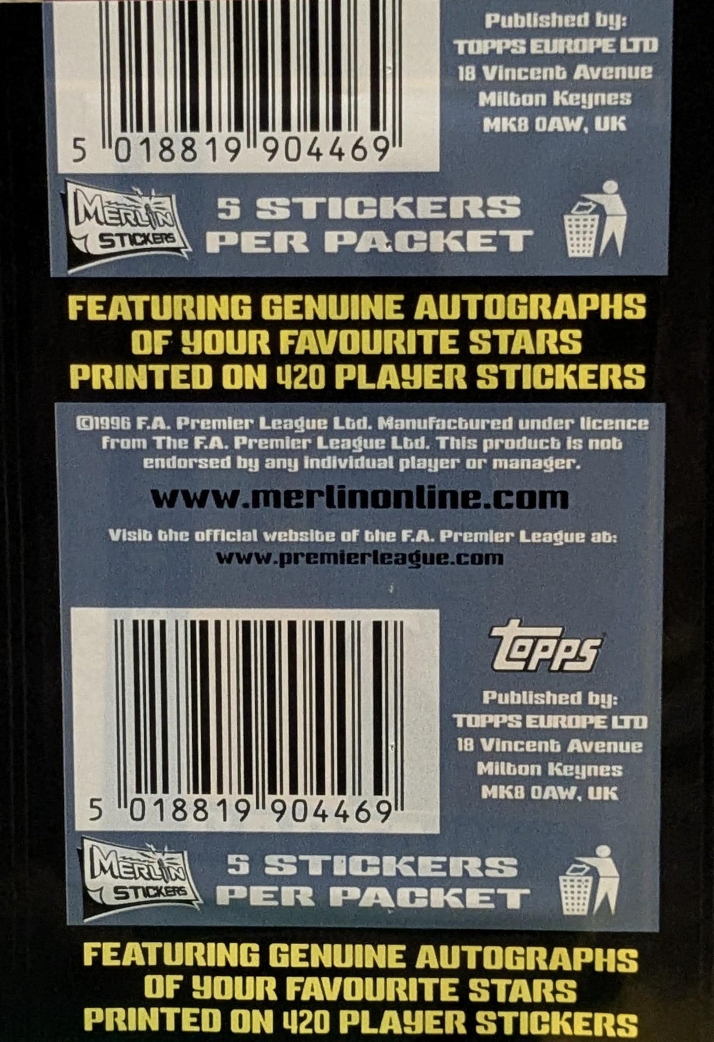 2006 Merlin Premier League Sealed Sticker Pack – Ronaldo, Rooney, Lampard, Gerrard & Premier Stars