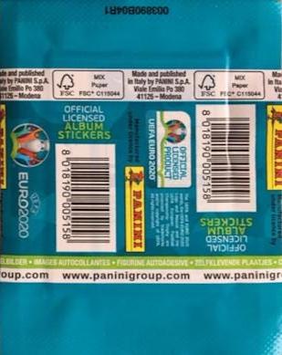 2020 Panini Euros Turquoise UNCIRCULATED Sealed Football Sticker Pack