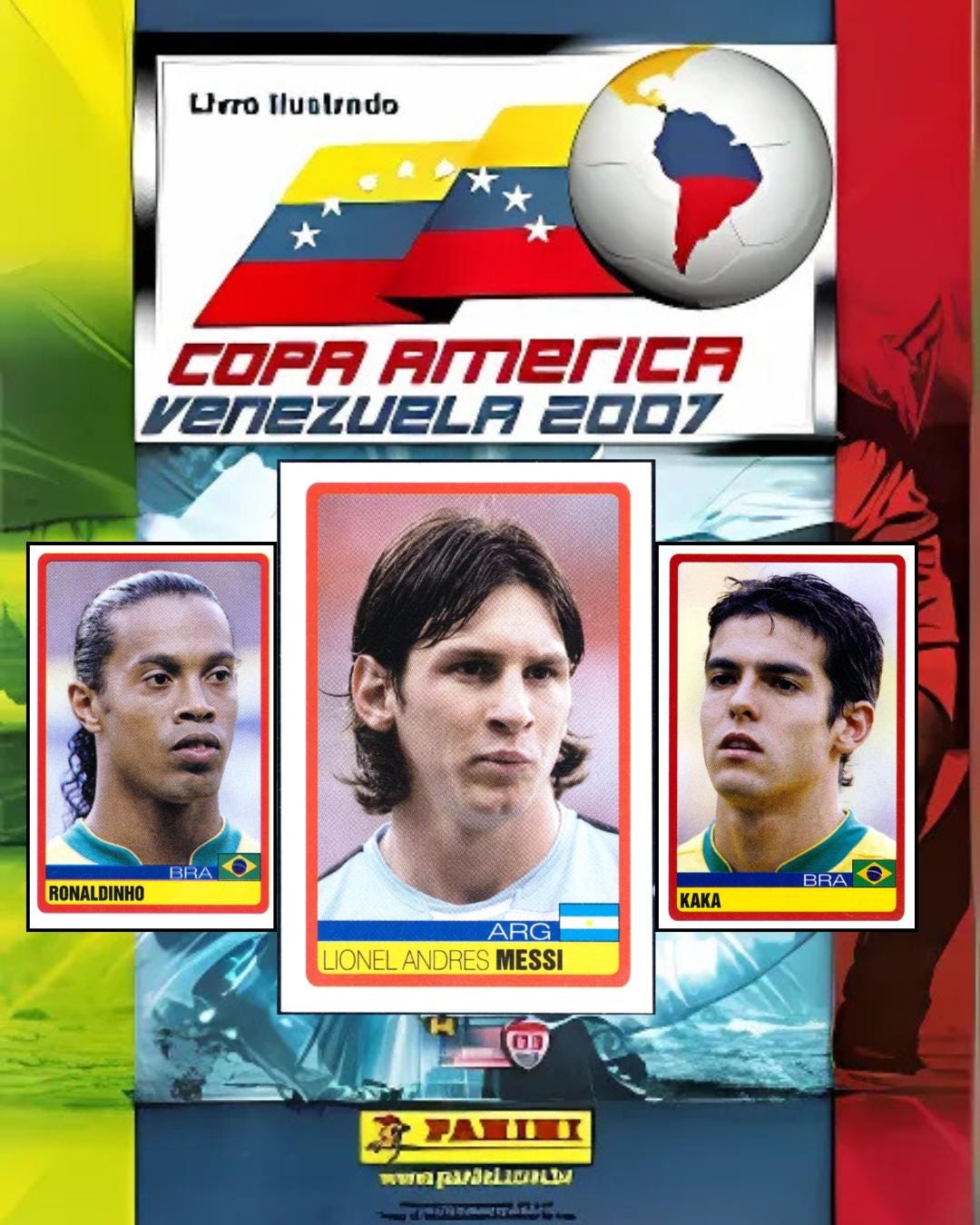 Copa America Venezuela 2007 Panini album cover with soccer player stickers