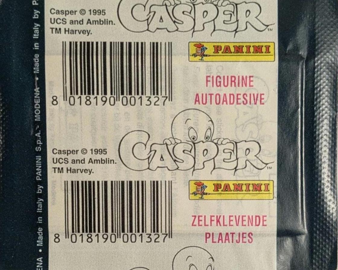 1995 Panini Casper the Ghost Sealed Sticker Pack – Vintage Collectible Movie Stickers