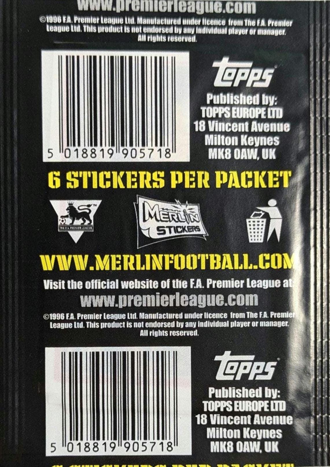 2006/7 Merlin Premier League Sealed Football Sticker Pack