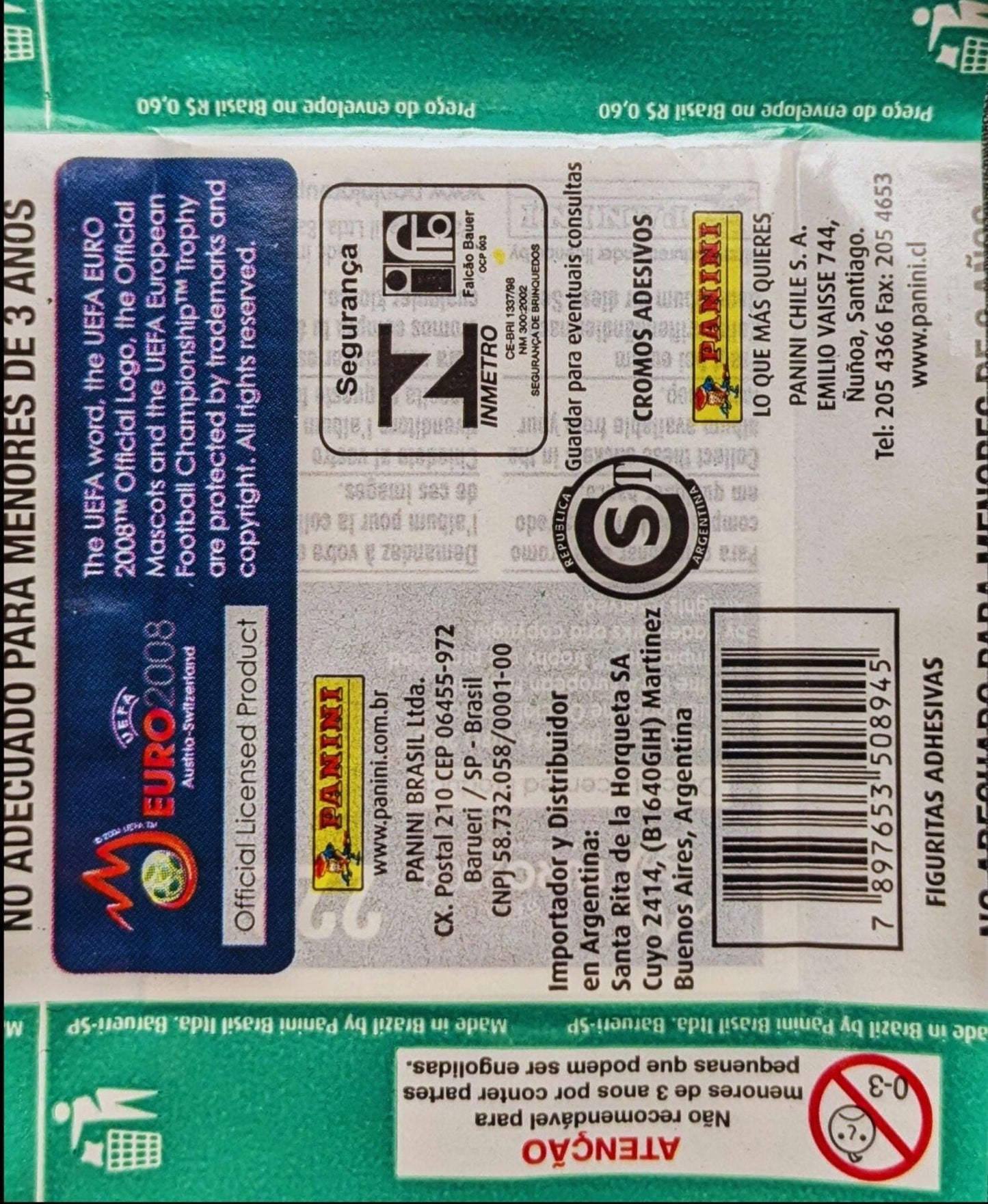 2008 Panini Football Euros Retro Vintage Sealed Sticker Pack (GREEN VERSION)