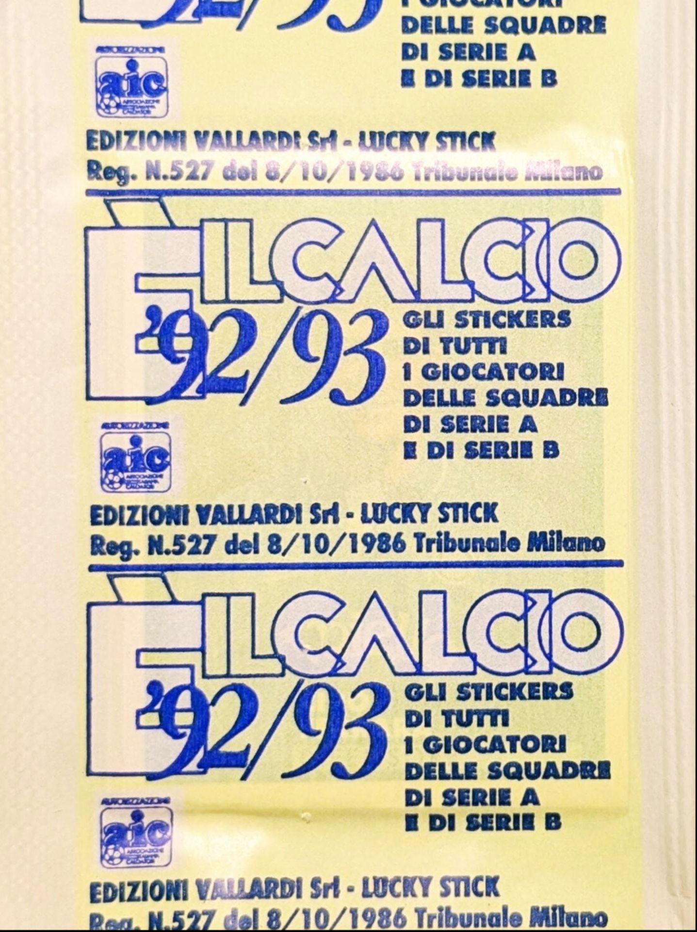 1992/93 Vallardi E II Calcio Sealed Sticker Pack – Van Basten, Gascoigne, Di Canio & More