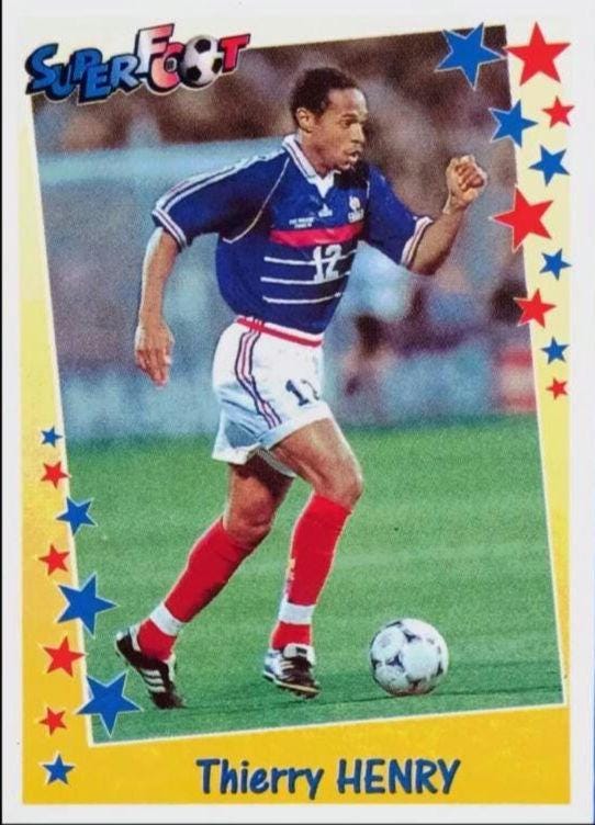 1998 Superfoot Sealed Sticker Pack – Henry, Zidane, Ginola, Vieira & Anelka, Trezeguet Rookies