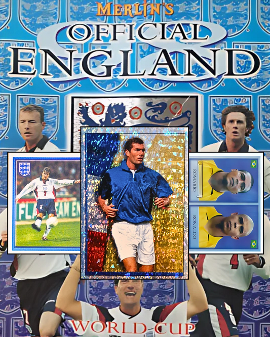 1998 merlin England stickers, David Beckham, Zinedine Zidane and Ronaldo
